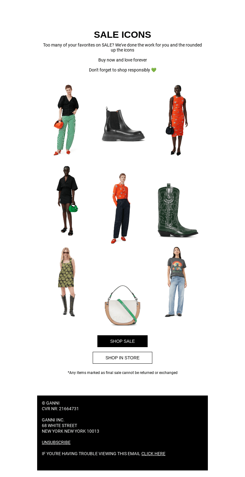 Письмо компании «GANNI» на тему «SALE BEST OF 😇💎 UP TO 40% OFF»