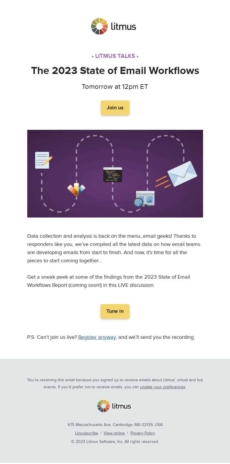 Письмо компании «Litmus» на тему «How does your email workflow stack up?»