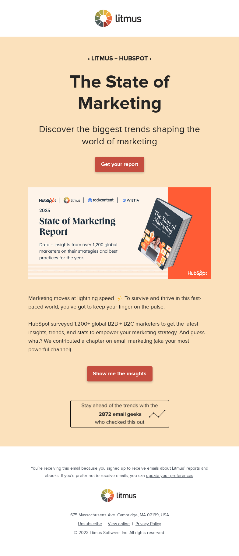 Письмо компании «Litmus» на тему «The State of Marketing is here»