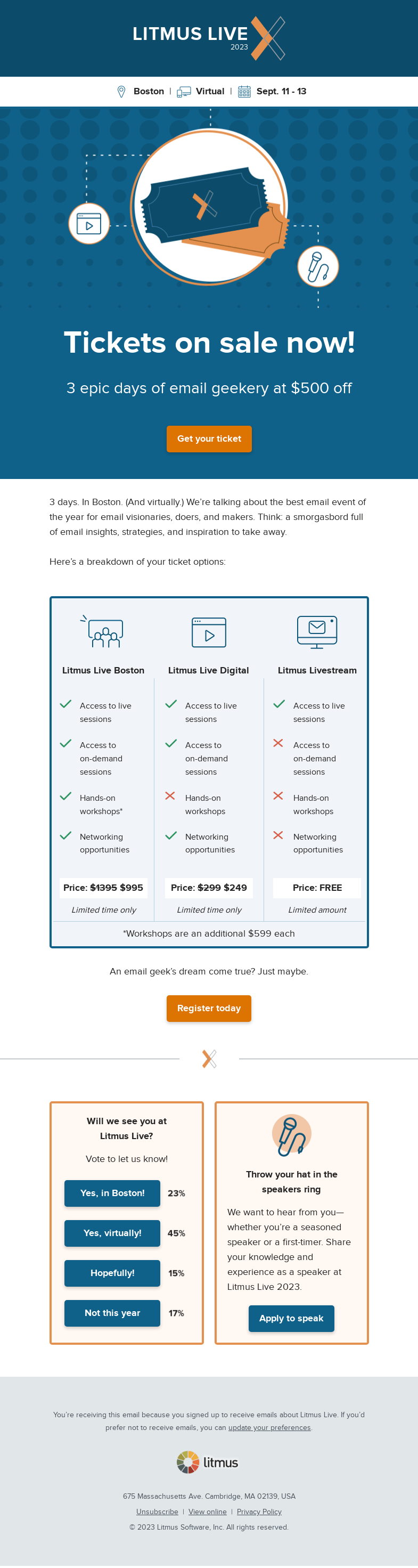 Письмо компании «Litmus» на тему «🎟️»