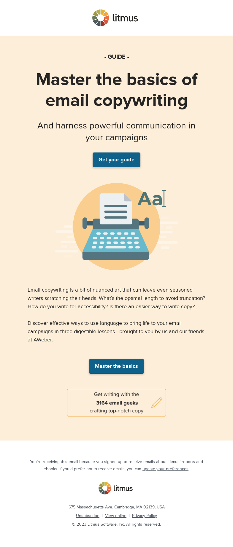 Письмо компании «Litmus» на тему «Foundations of Email Copywriting »