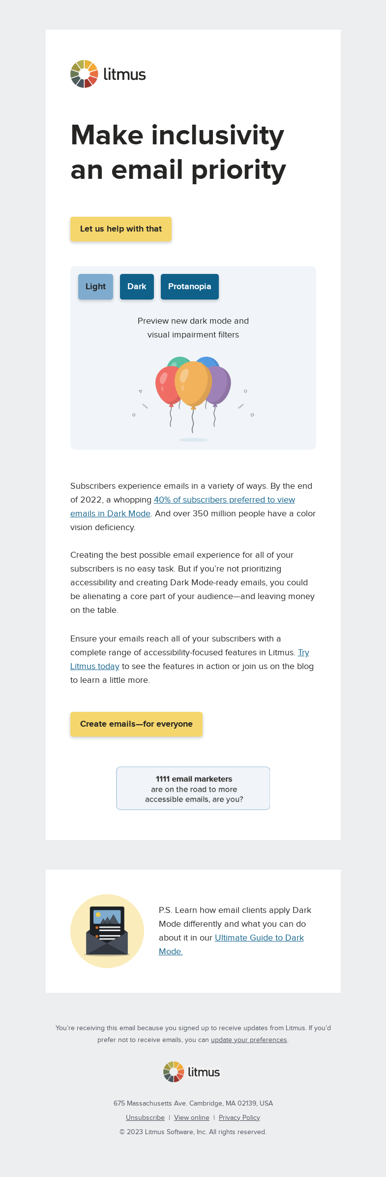 Письмо компании «Litmus» на тему «There's no one-size-fits-all in email»