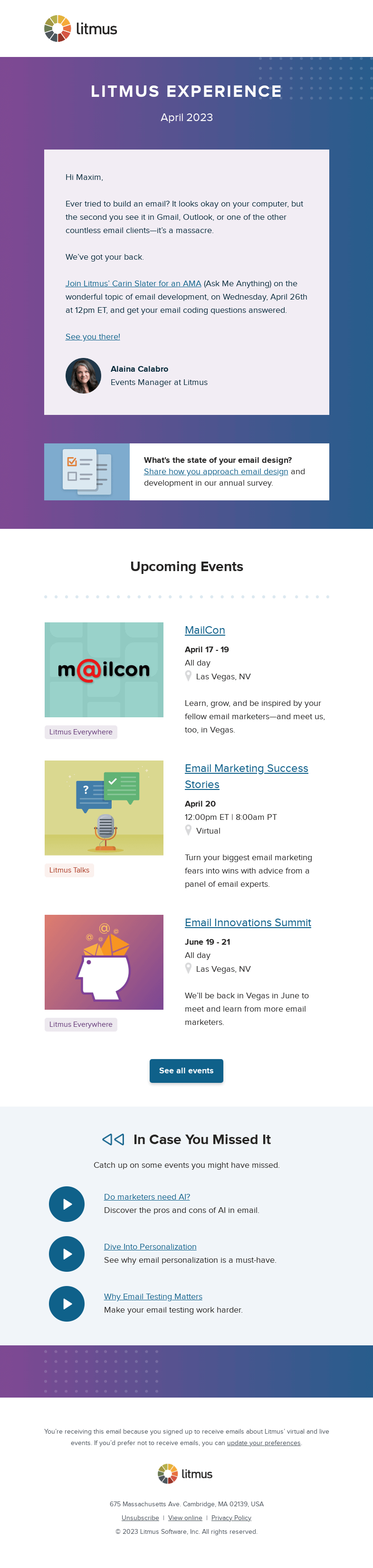 Письмо компании «Litmus» на тему «April's Litmus Experience is here!»