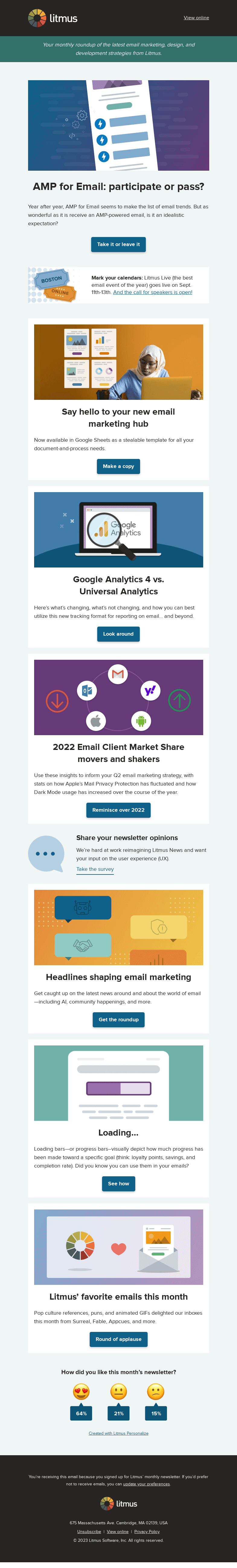 Письмо компании «Litmus» на тему «Is AMP for Email really a trend?»