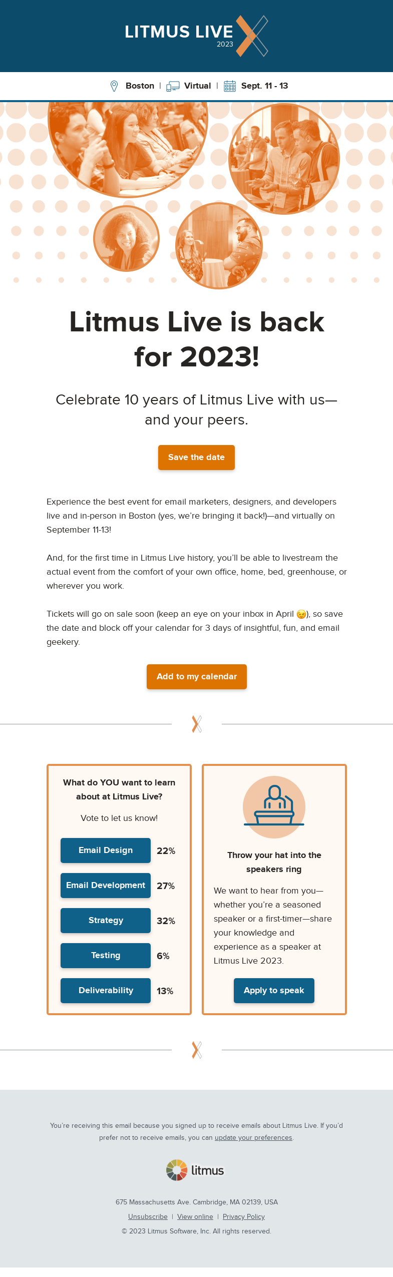 Письмо компании «Litmus» на тему «🗓️»