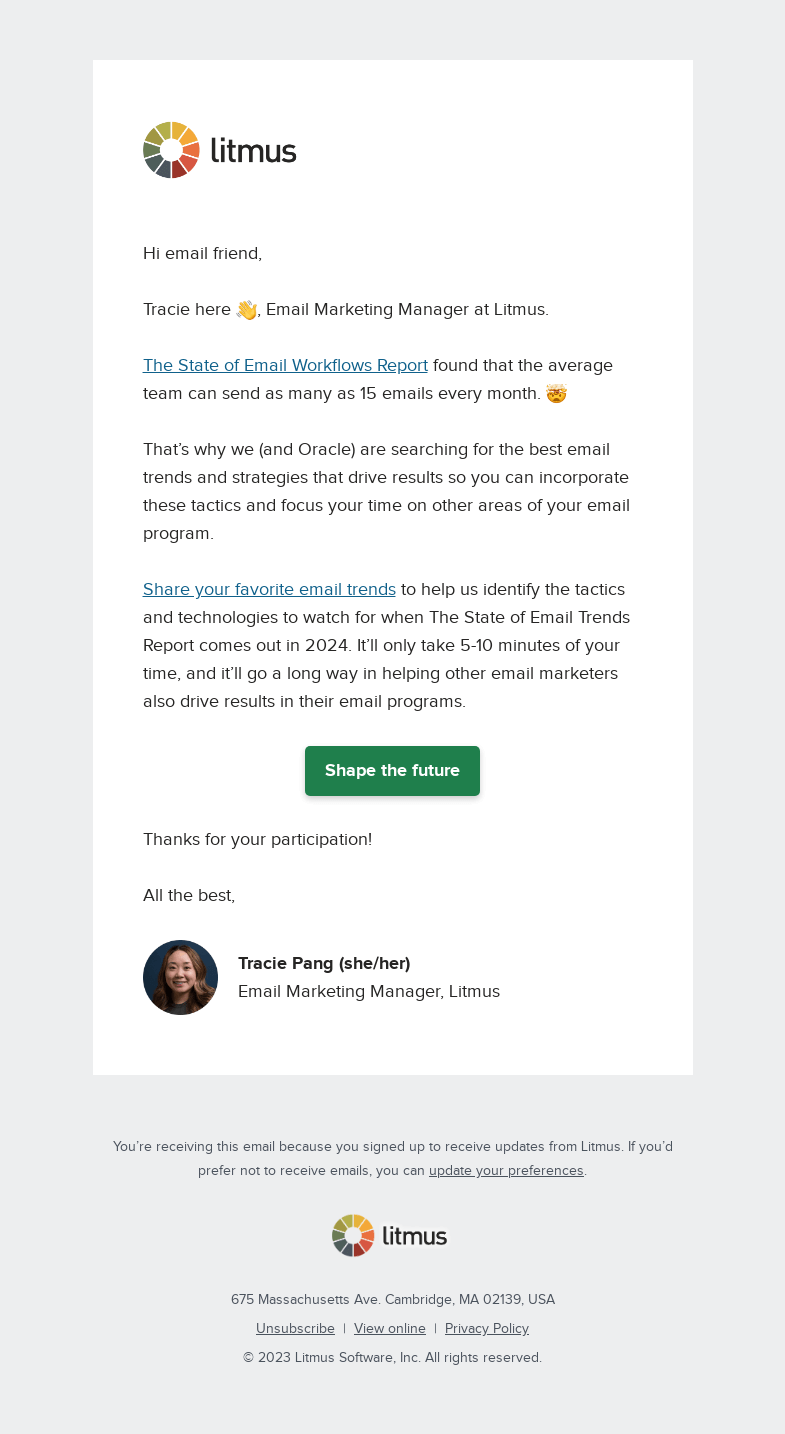 Письмо компании «Litmus» на тему «Do email trends matter?»