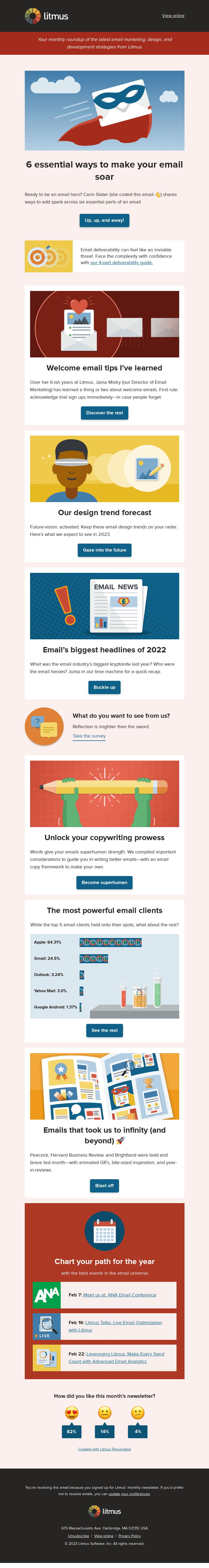 Письмо компании «Litmus» на тему «Be an email hero this year»