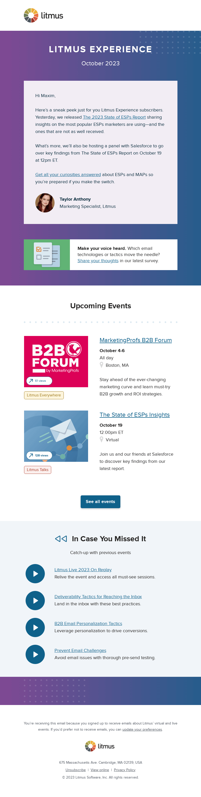 Письмо компании «Litmus» на тему «October’s Litmus Experience is here!»