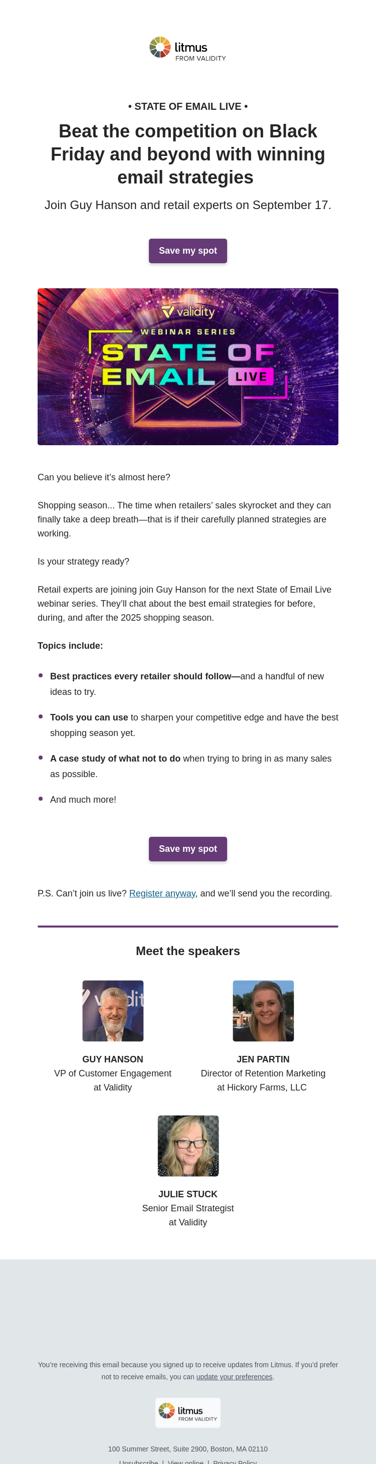 Письмо компании «Litmus» на тему «Incoming: winning email strategies for Black Friday and beyond»