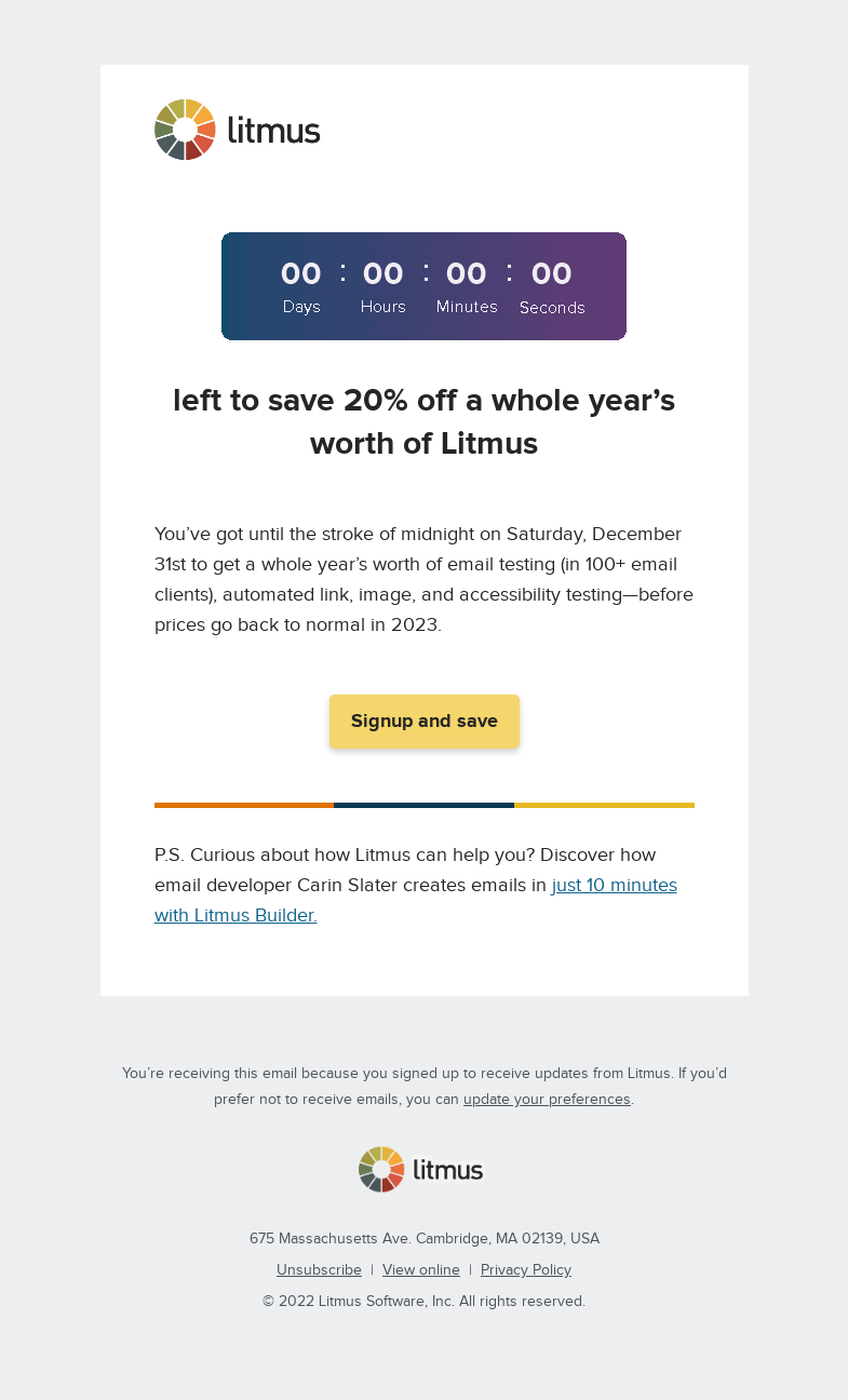 Письмо компании «Litmus» на тему «🕐»