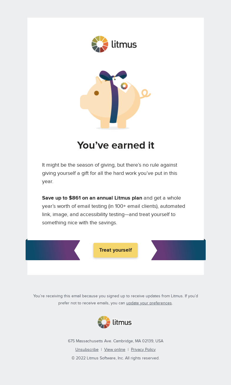 Письмо компании «Litmus» на тему «Go on, treat yourself »