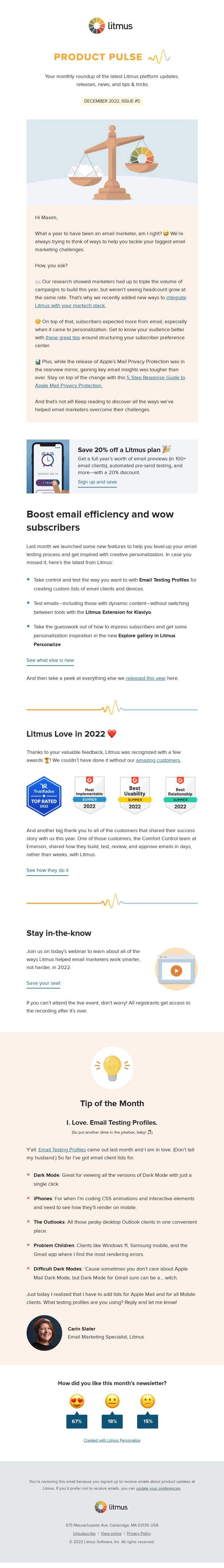 Письмо компании «Litmus» на тему «What’s the perfect gift for an email marketer?»