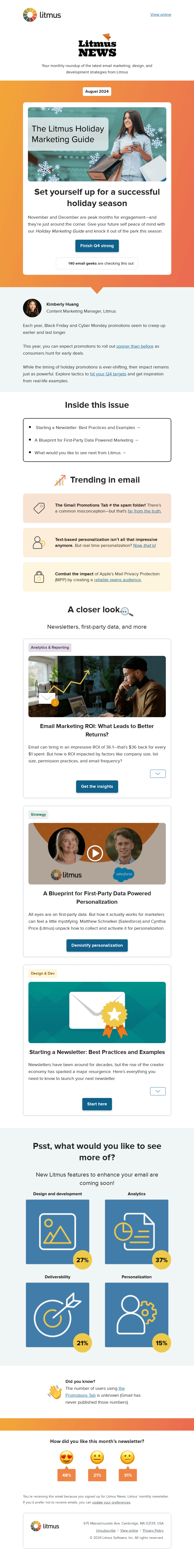 Письмо компании «Litmus» на тему «Holiday planning starts now! »