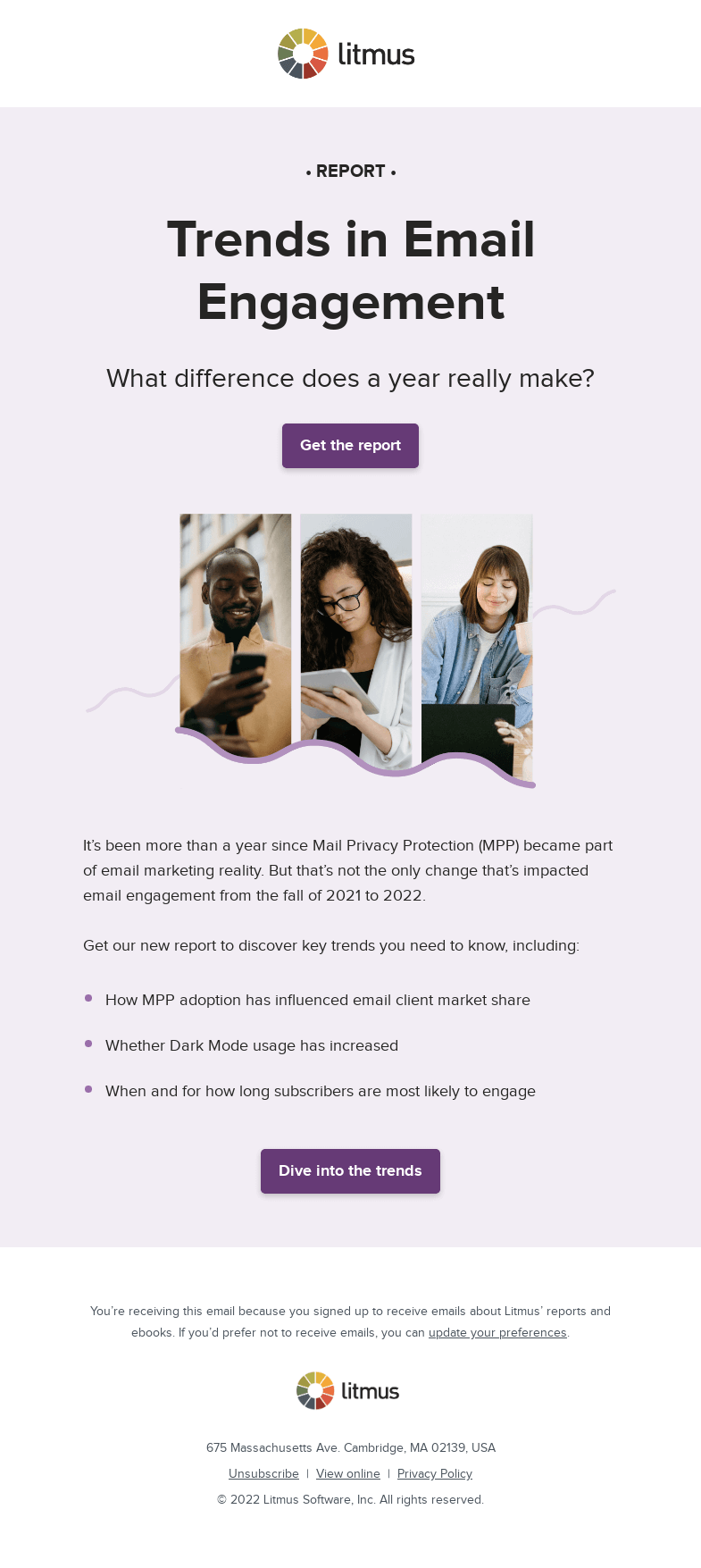 Письмо компании «Litmus» на тему «What’s happened in email engagement over the past year?»