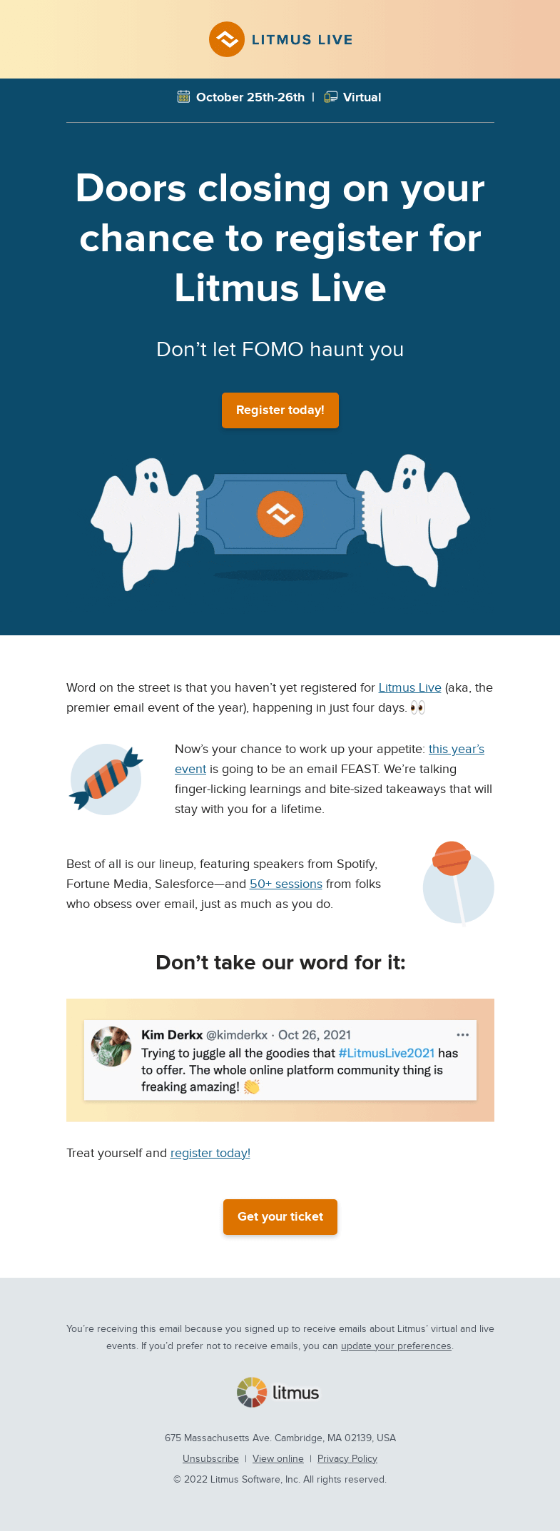 Письмо компании «Litmus» на тему «One, two, three, four... FOUR days until Litmus Live.»