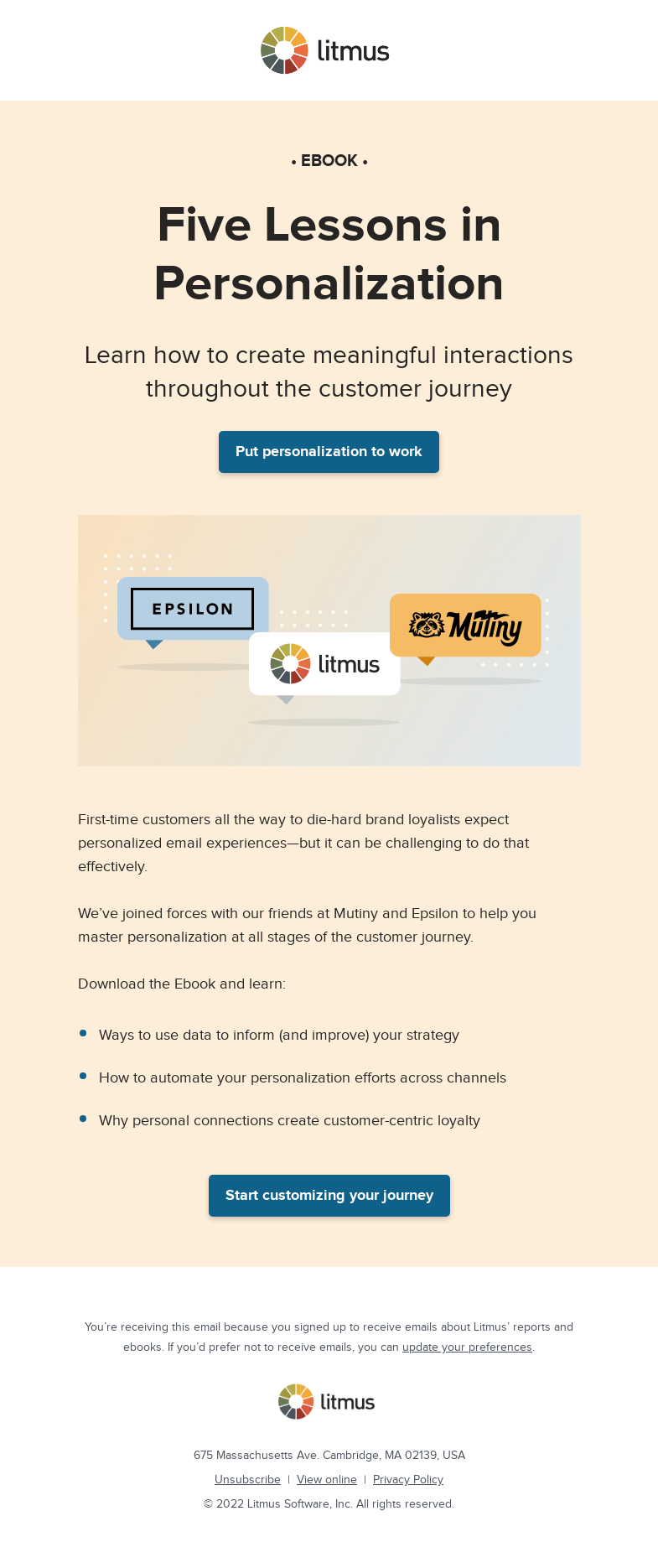 Письмо компании «Litmus» на тему «Is your personalization meaningful?»
