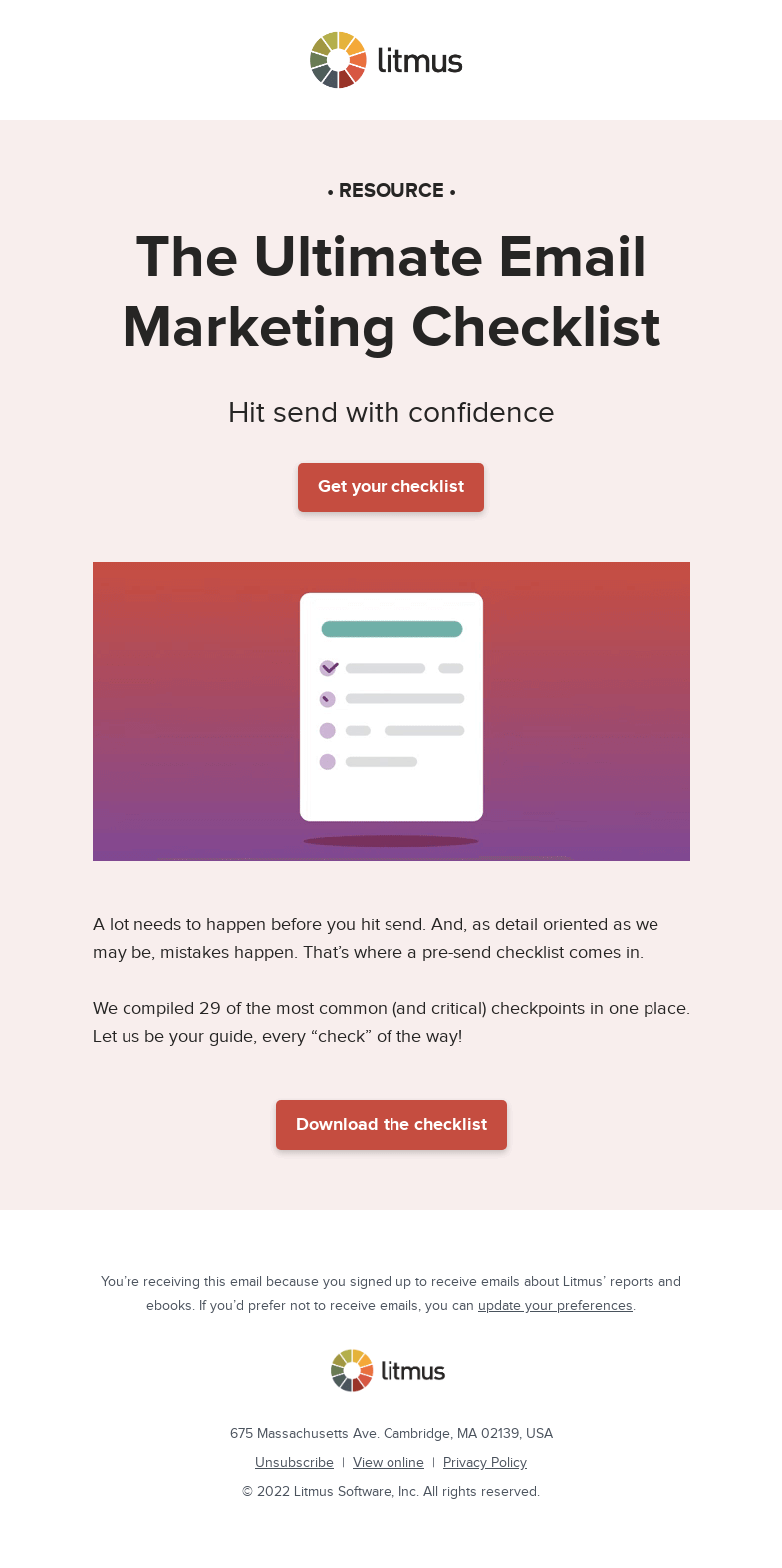 Письмо компании «Litmus» на тему «Check it off »