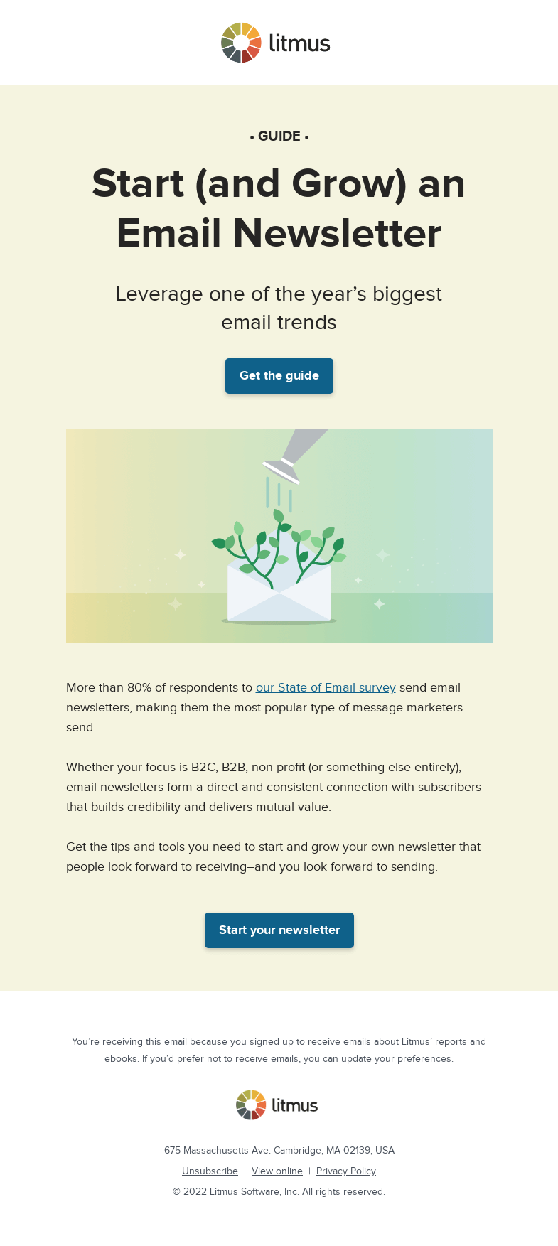 Письмо компании «Litmus» на тему «What if you started your own email newsletter?»
