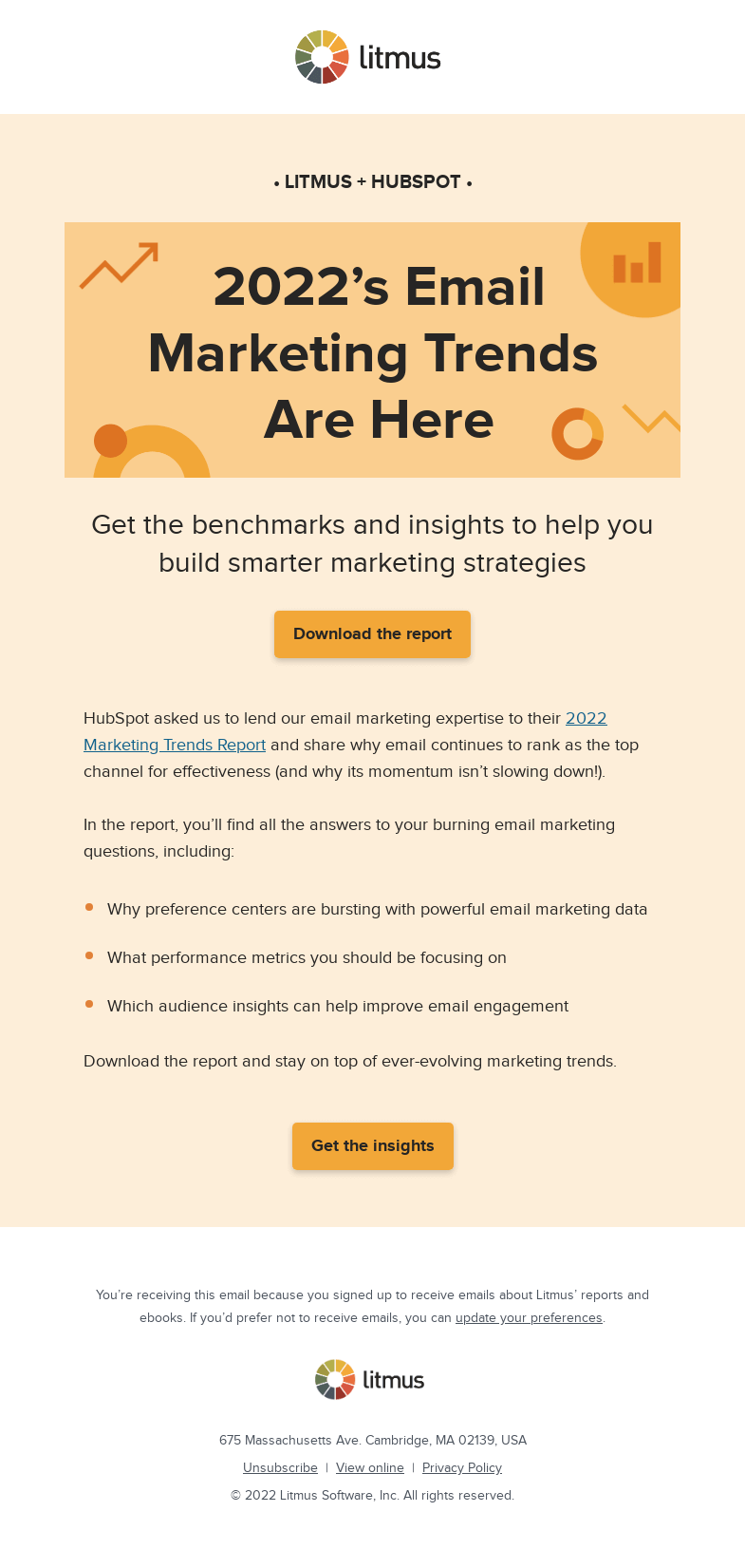 Письмо компании «Litmus» на тему «What does marketing look like in 2022?»