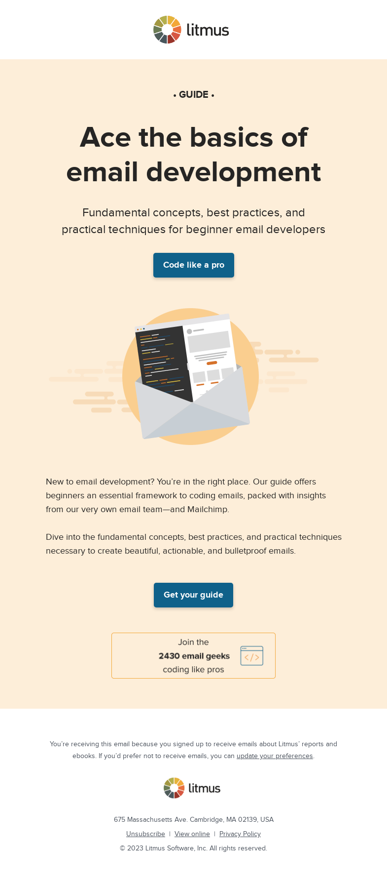 Письмо компании «Litmus» на тему «Introducing: The Foundations of Email Development»