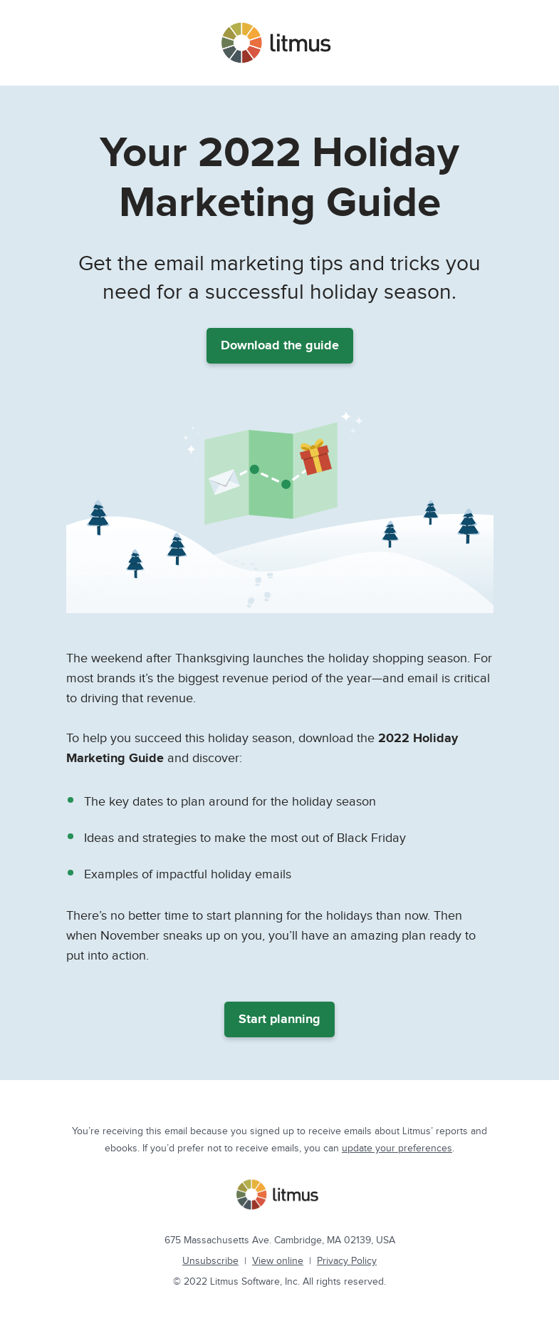 Письмо компании «Litmus» на тему «Holiday planning starts now»
