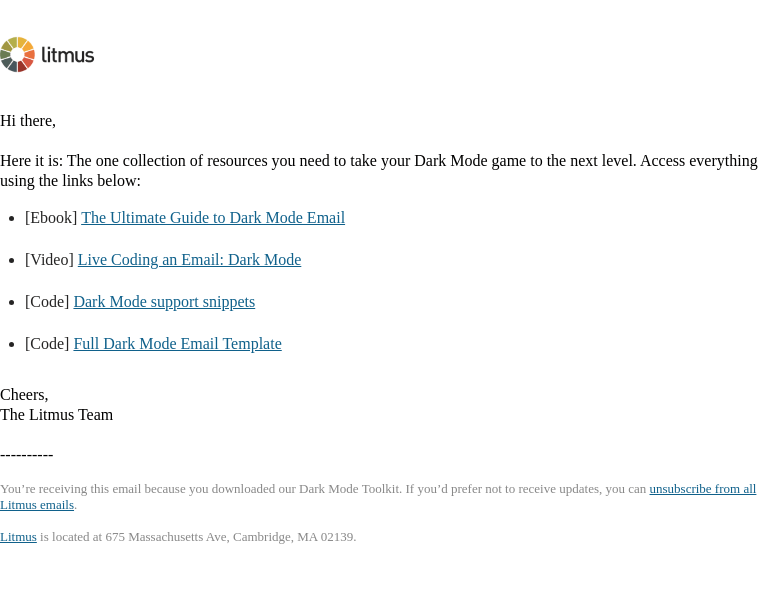 Письмо компании «Litmus» на тему «Here's your Dark Mode Toolkit»