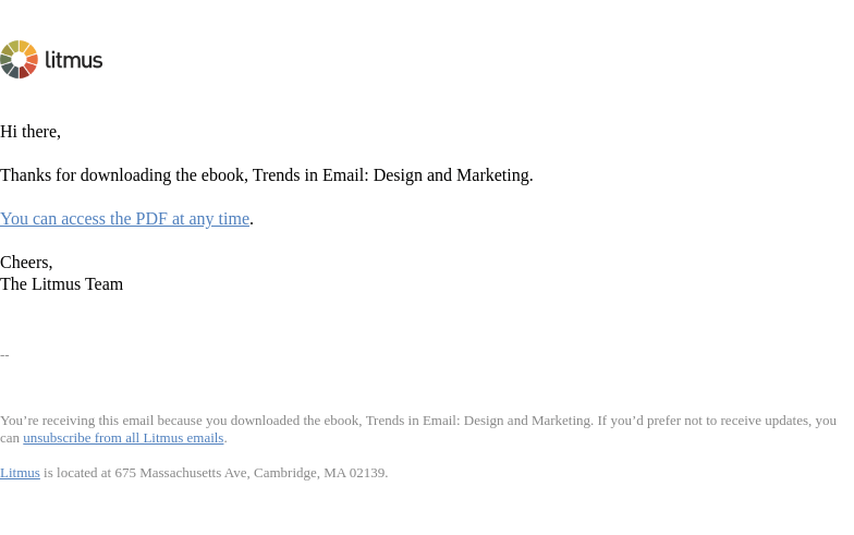 Письмо компании «Litmus» на тему «Here's your copy of Litmus' "Trends in Email: Design and Marketing"»