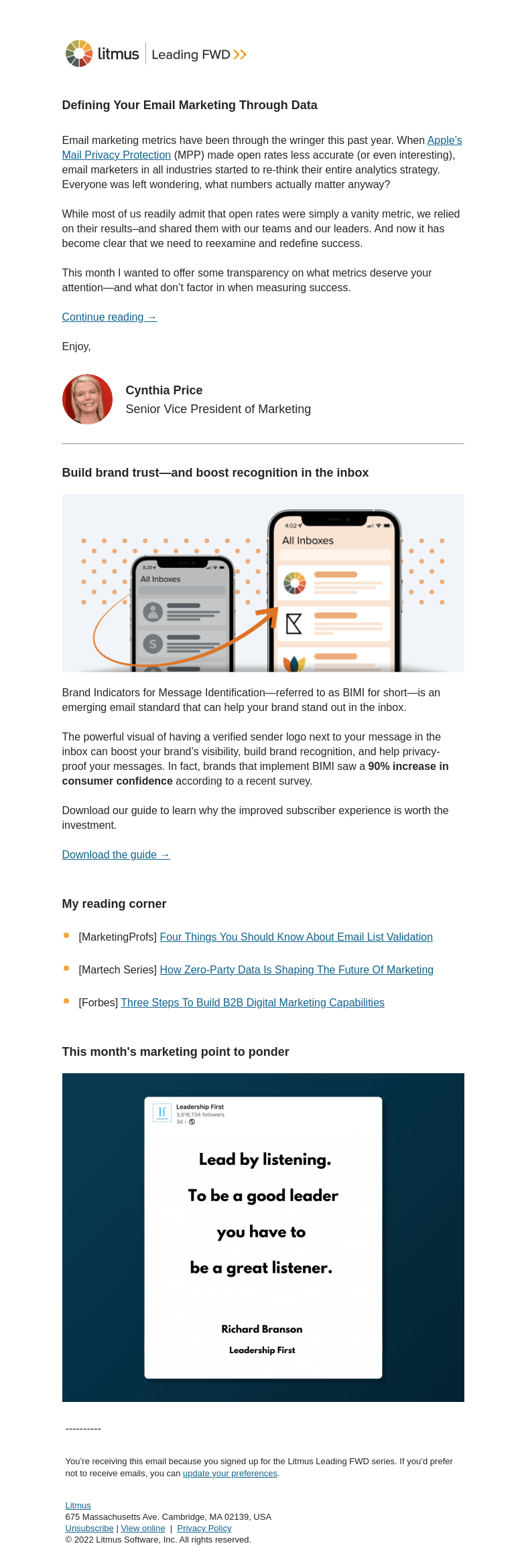 Письмо компании «Litmus» на тему «Do email marketing metrics matter anymore?»