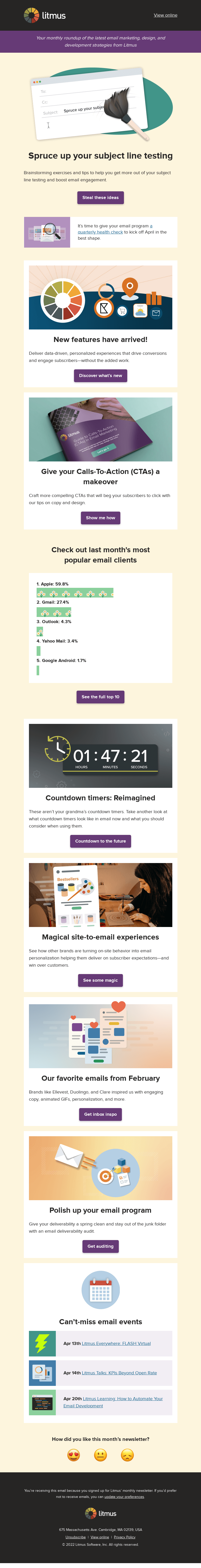 Письмо компании «Litmus» на тему «Freshen up your email program»