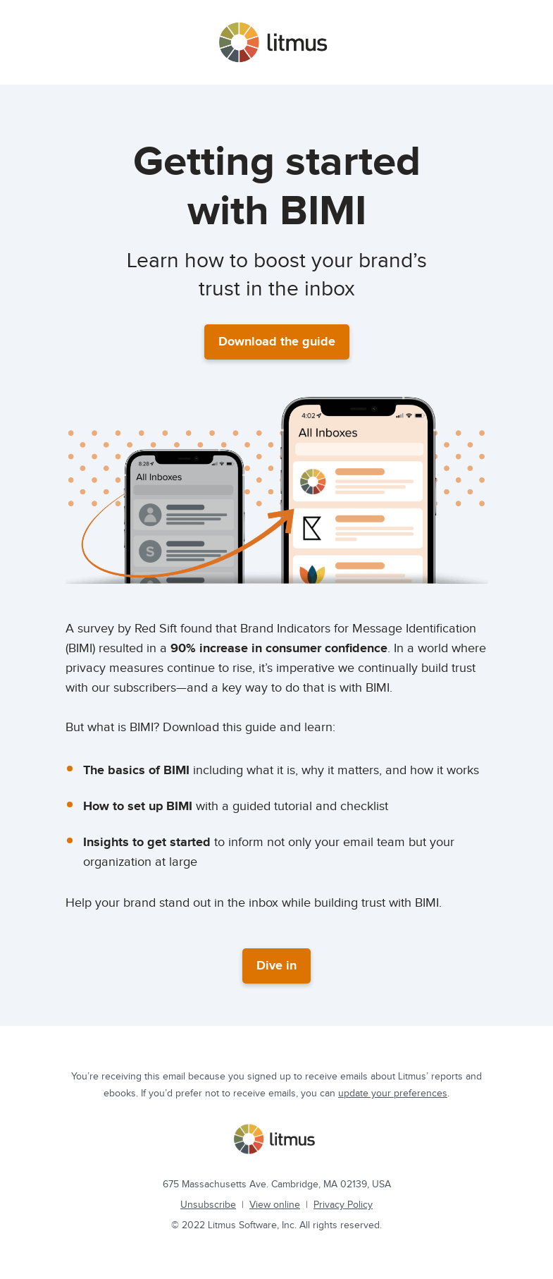 Письмо компании «Litmus» на тему «BIMI 101: Here's how to get started»