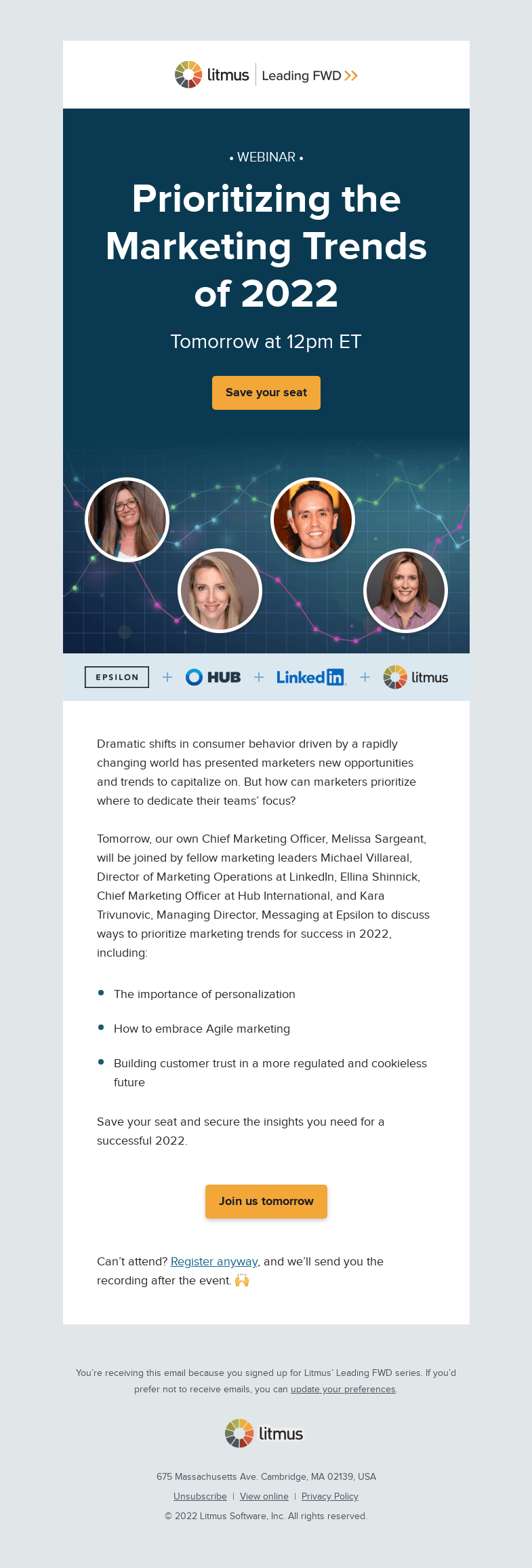 Письмо компании «Litmus» на тему «Marketing trends you need to prioritize»