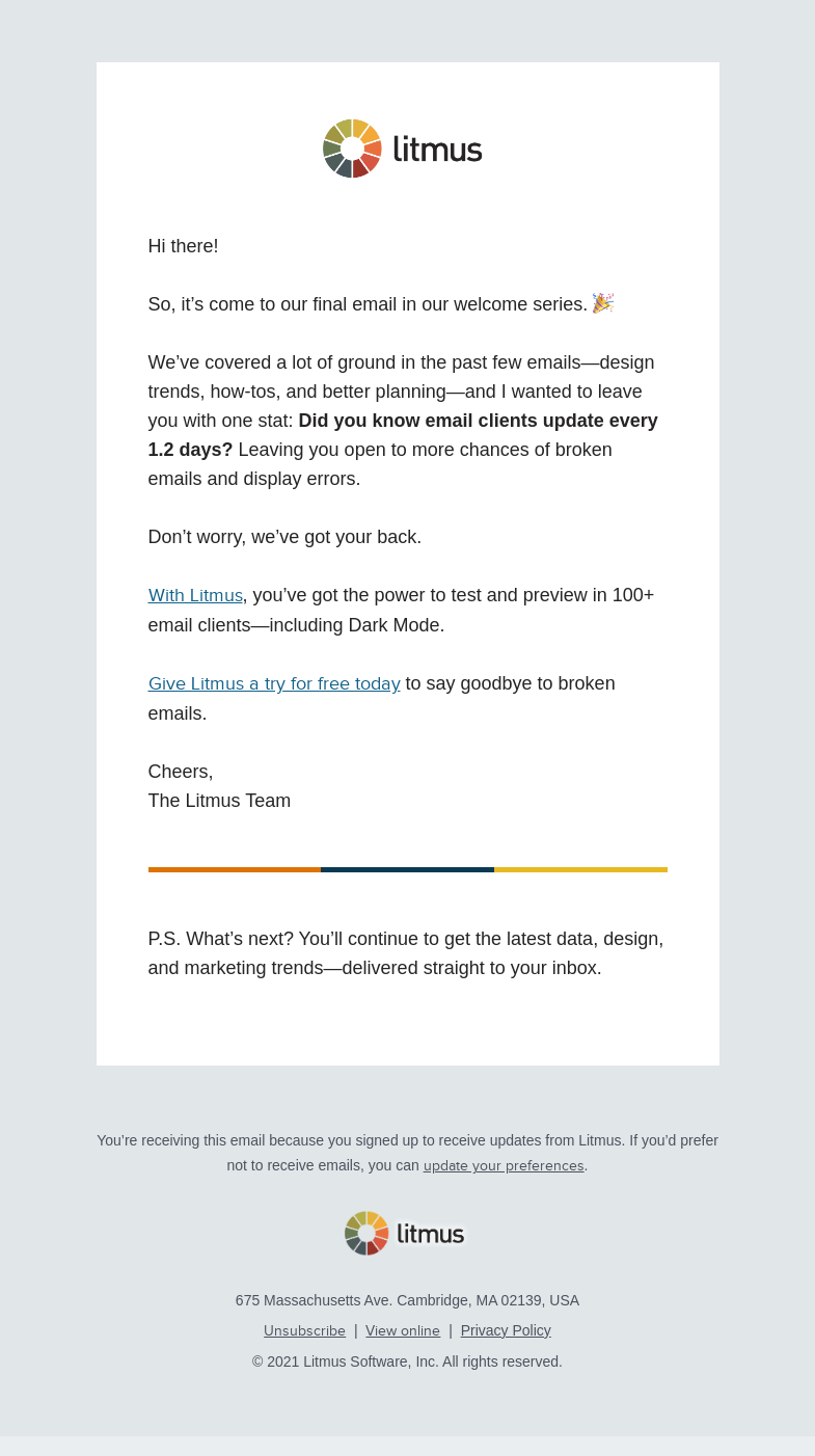 Письмо компании «Litmus» на тему «Email clients update every 1.2...»