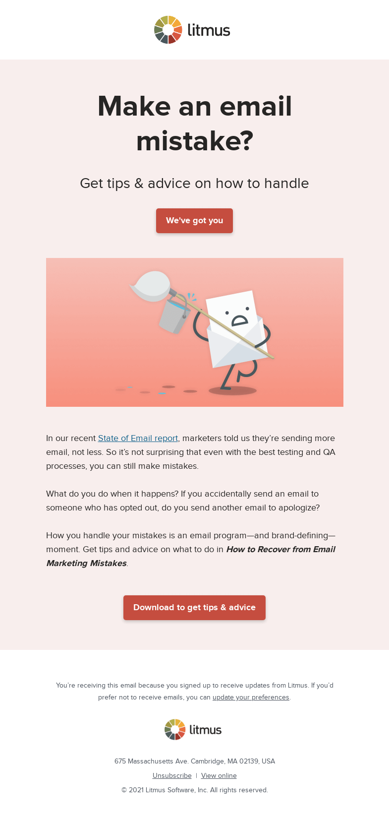 Письмо компании «Litmus» на тему «Oops… that email wasn’t right!»
