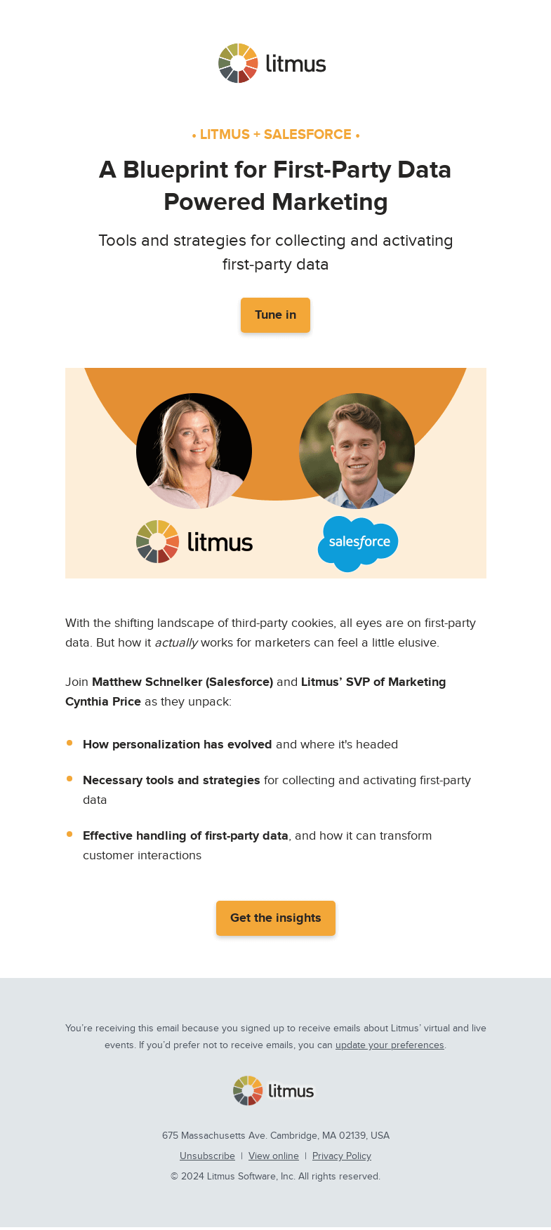 Письмо компании «Litmus» на тему «A blueprint for first-party data-powered marketing»