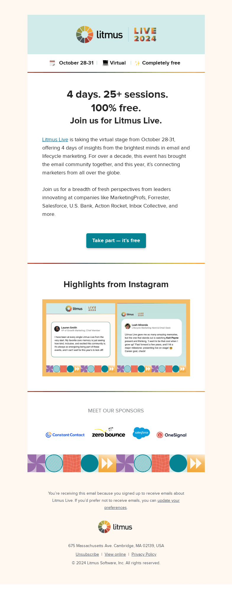 Письмо компании «Litmus» на тему «Take part in a global gathering of email professionals»