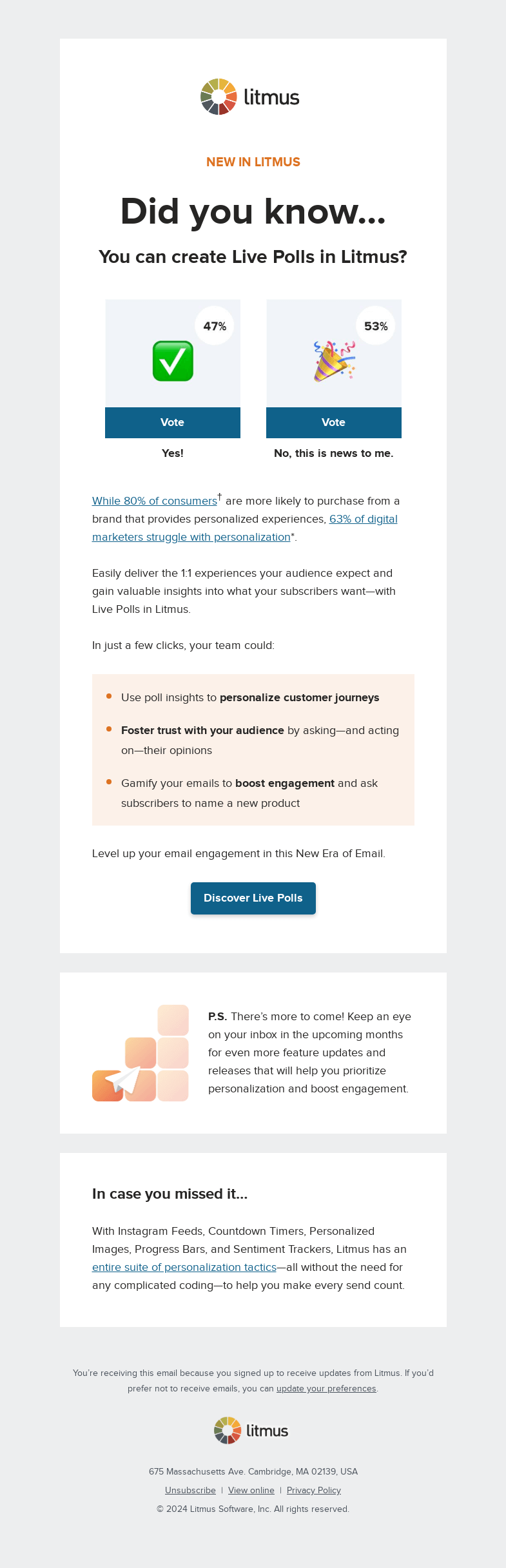 Письмо компании «Litmus» на тему «Get insights and boost engagement in this New Era of Email»