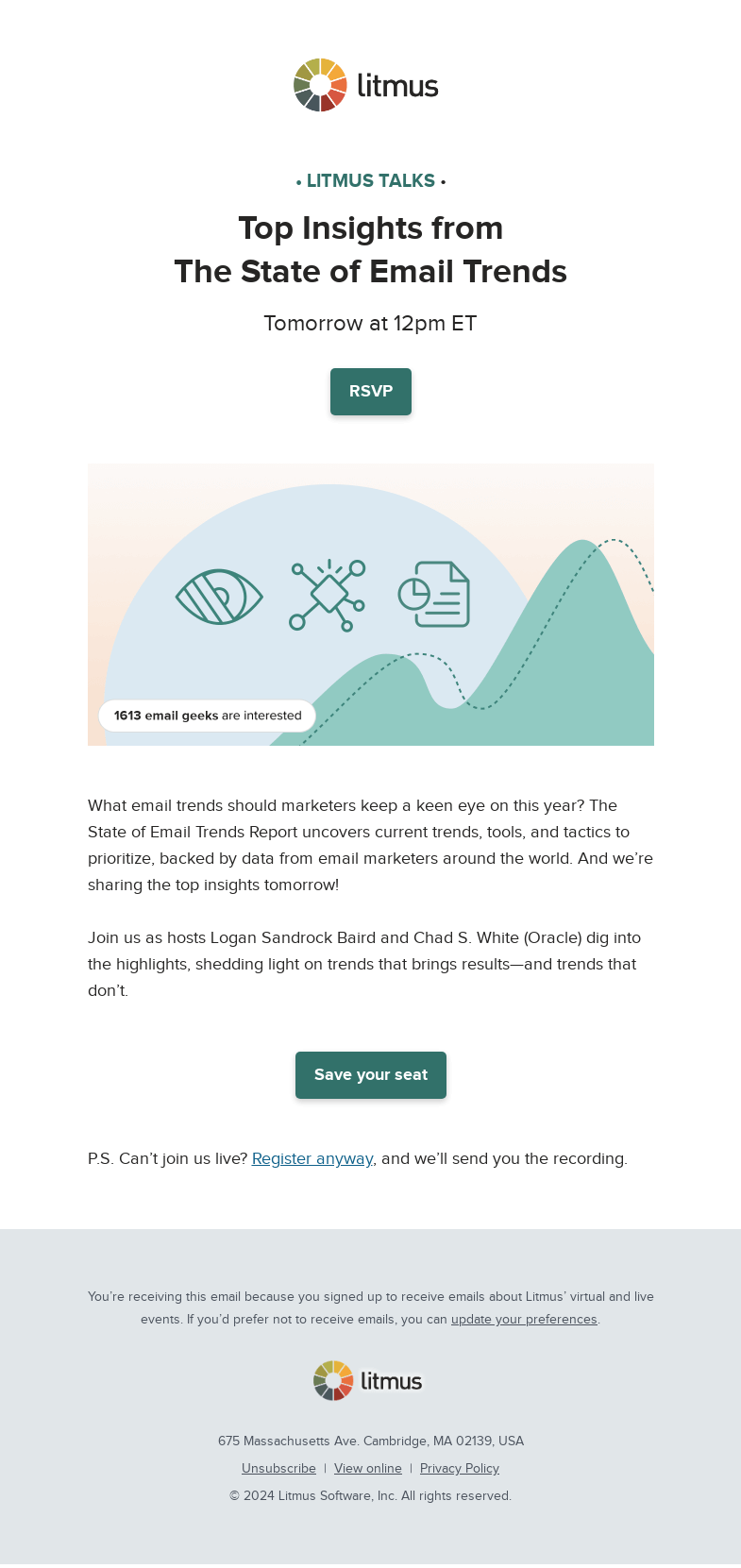 Письмо компании «Litmus» на тему «Meet the email trends to watch in 2024»