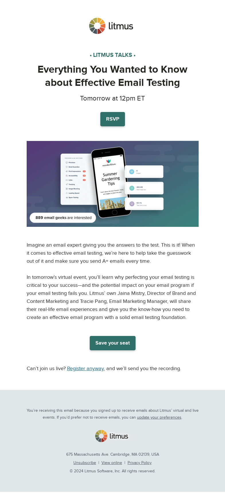 Письмо компании «Litmus» на тему «Do your emails pass the test?»