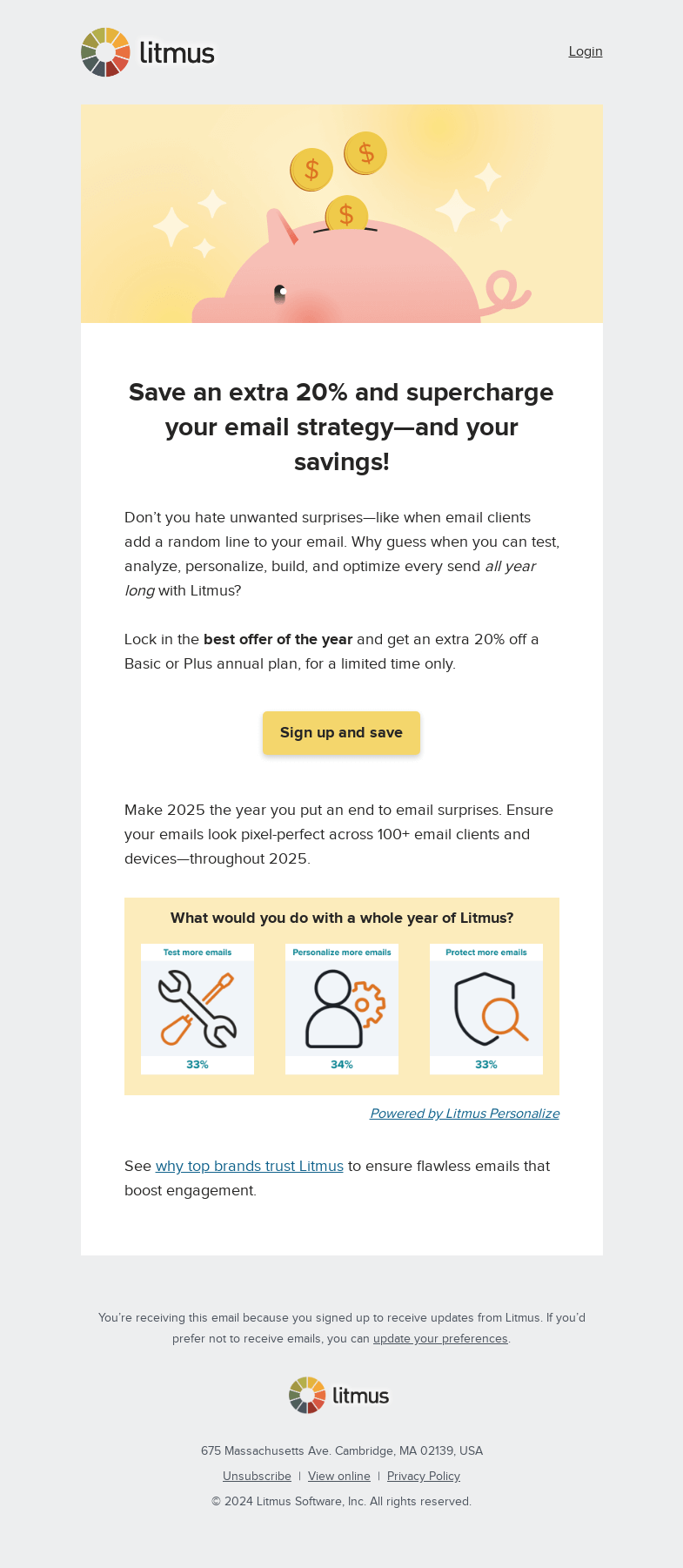 Письмо компании «Litmus» на тему «Unlock our best offer of the year»