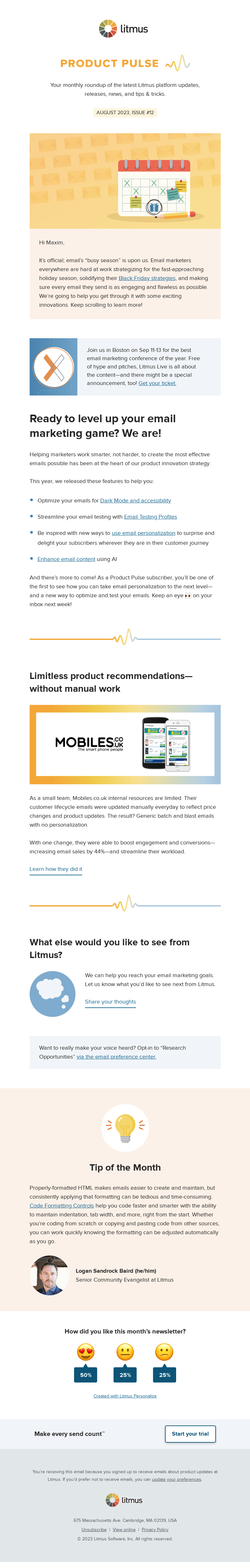Письмо компании «Litmus» на тему «Ready to turn your email marketing up to eleven?»