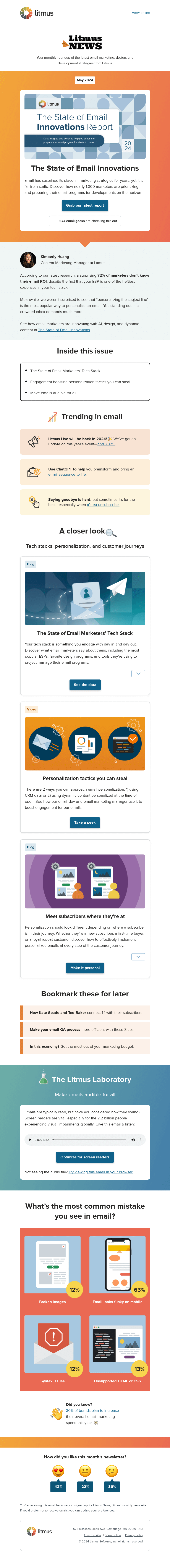 Письмо компании «Litmus» на тему «Innovations that are shaping the world of email»