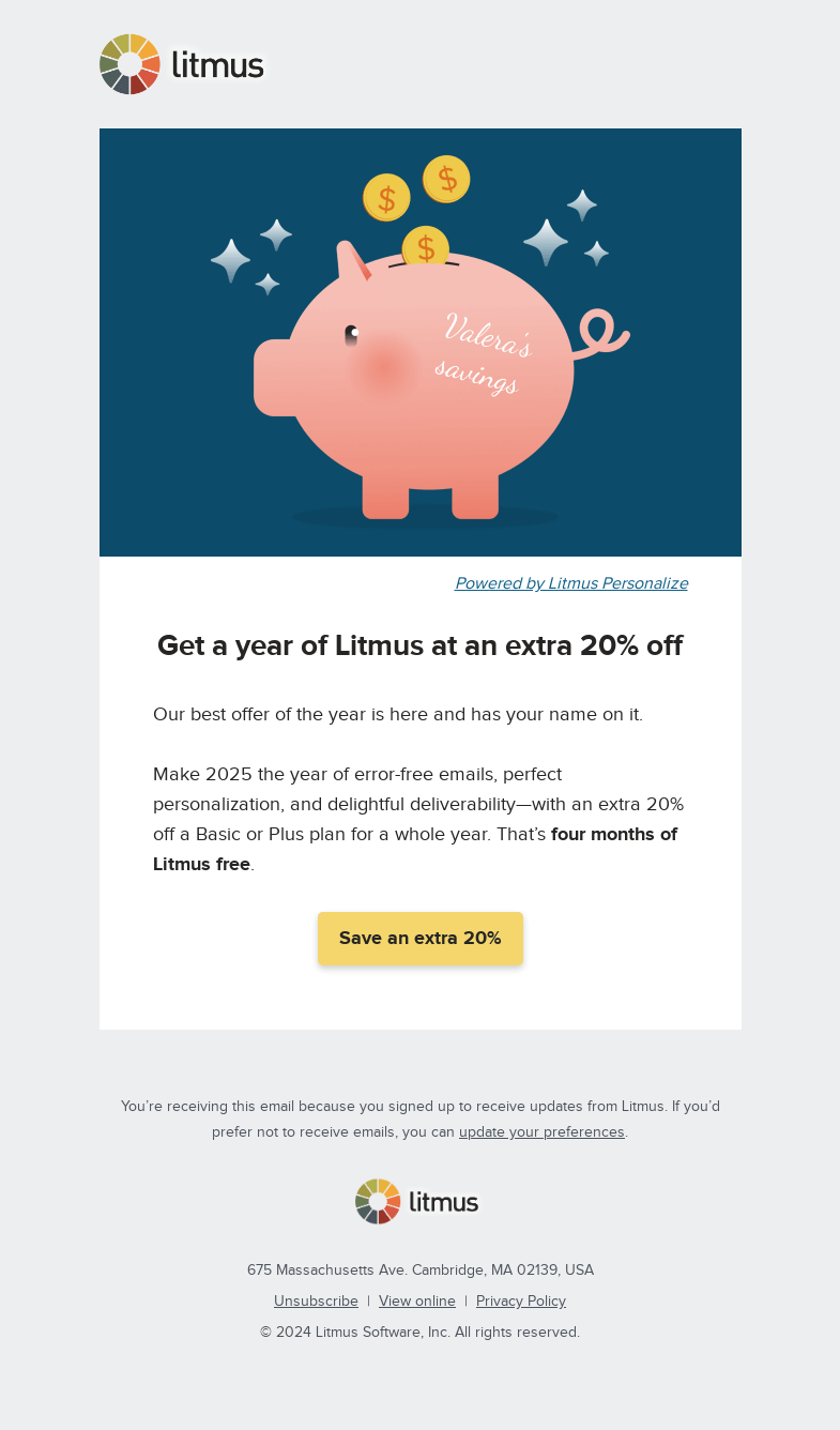 Письмо компании «Litmus» на тему «Want 4 months of Litmus for free?»