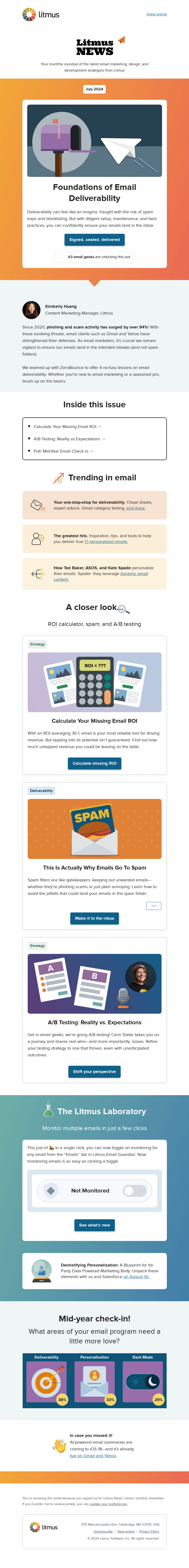 Письмо компании «Litmus» на тему «Email deliverability, explained»