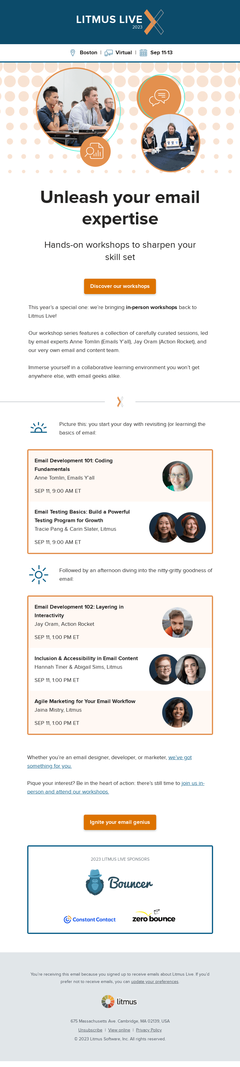 Письмо компании «Litmus» на тему «From coding fundamentals to inclusive emails»