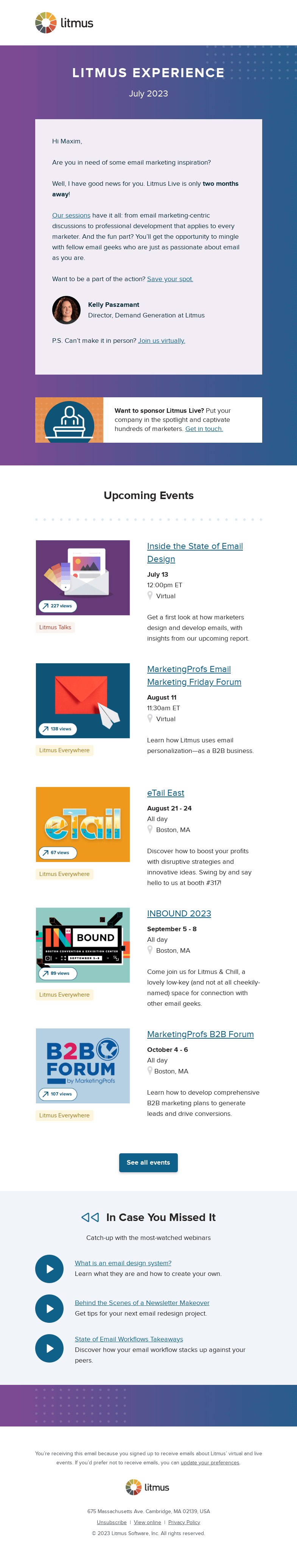 Письмо компании «Litmus» на тему «July’s Litmus Experience is here!»