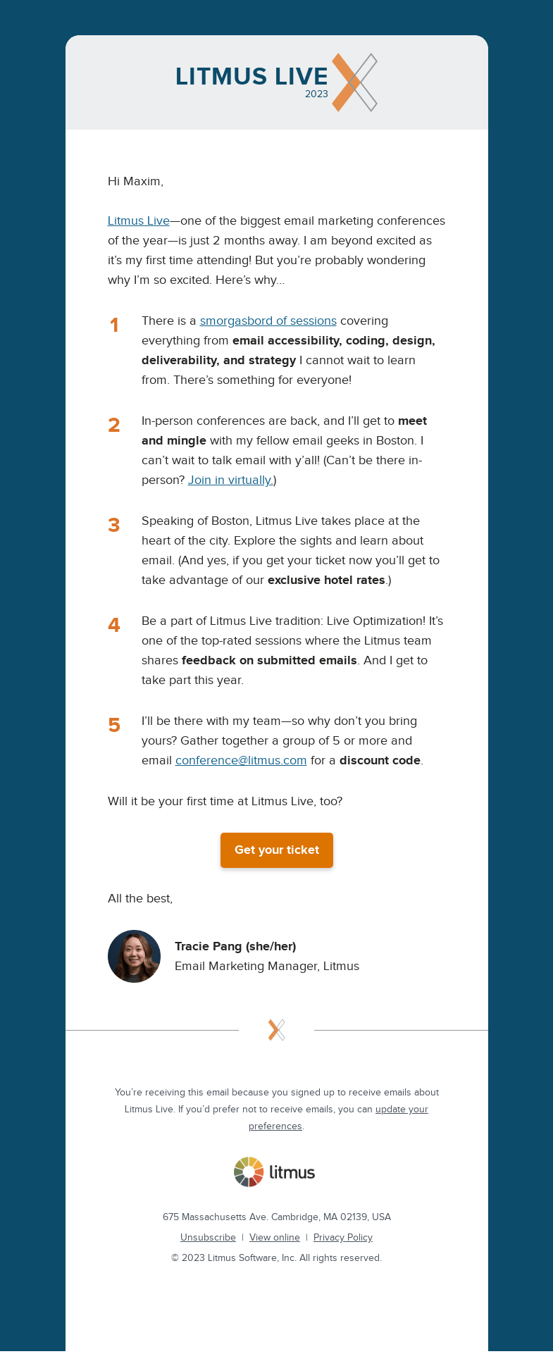 Письмо компании «Litmus» на тему «Why I'm excited about Litmus Live»