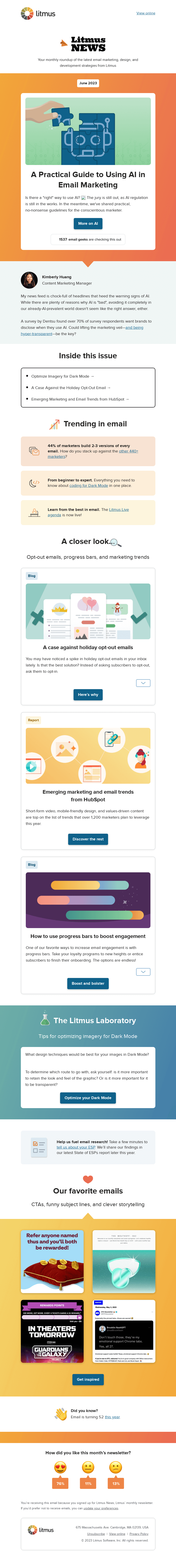 Письмо компании «Litmus» на тему «What’s the "right" way to use AI in email?»