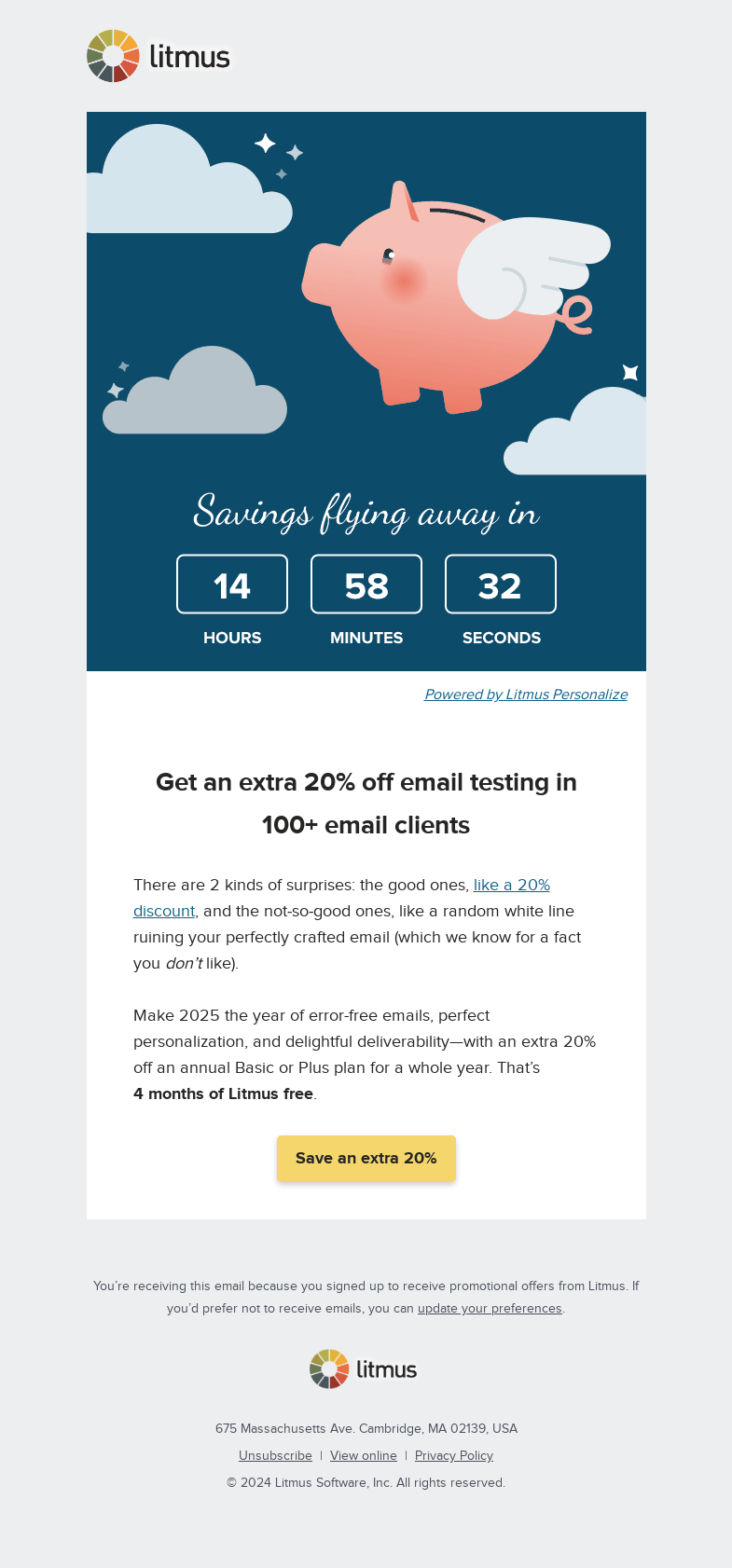 Письмо компании «Litmus» на тему «Last chance to get 4 months of Litmus, free»