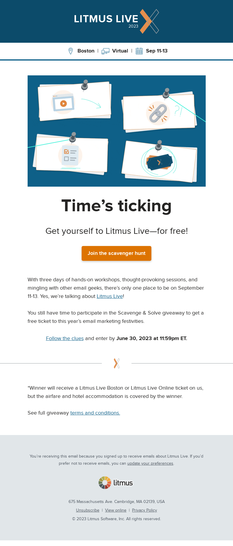 Письмо компании «Litmus» на тему «Feeling lucky? Win a ticket to Litmus Live 2023!»