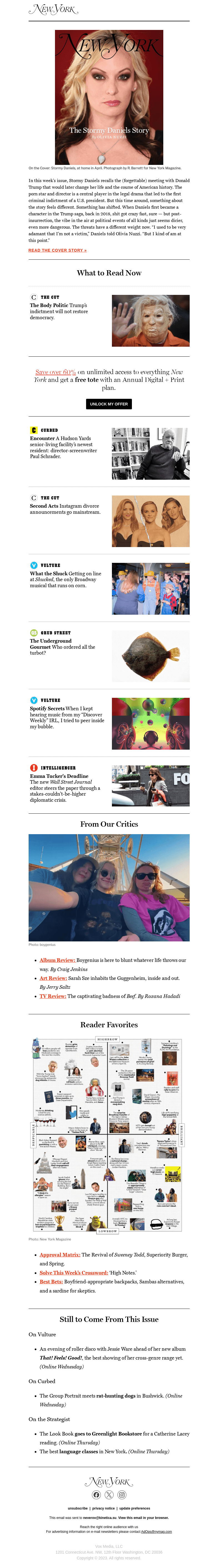 Письмо компании «New York Magazine» на тему «On the Cover: The Stormy Daniels Story»